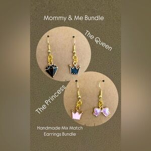 Handmade Cute Mommy & Me Mix Match Earrings “Queen & Princess” Bundle